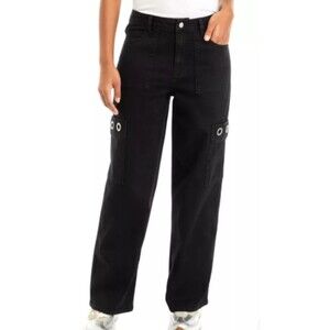 Vanilla Star Women's Grommet Cargo Jeans Size 10, Black NWT